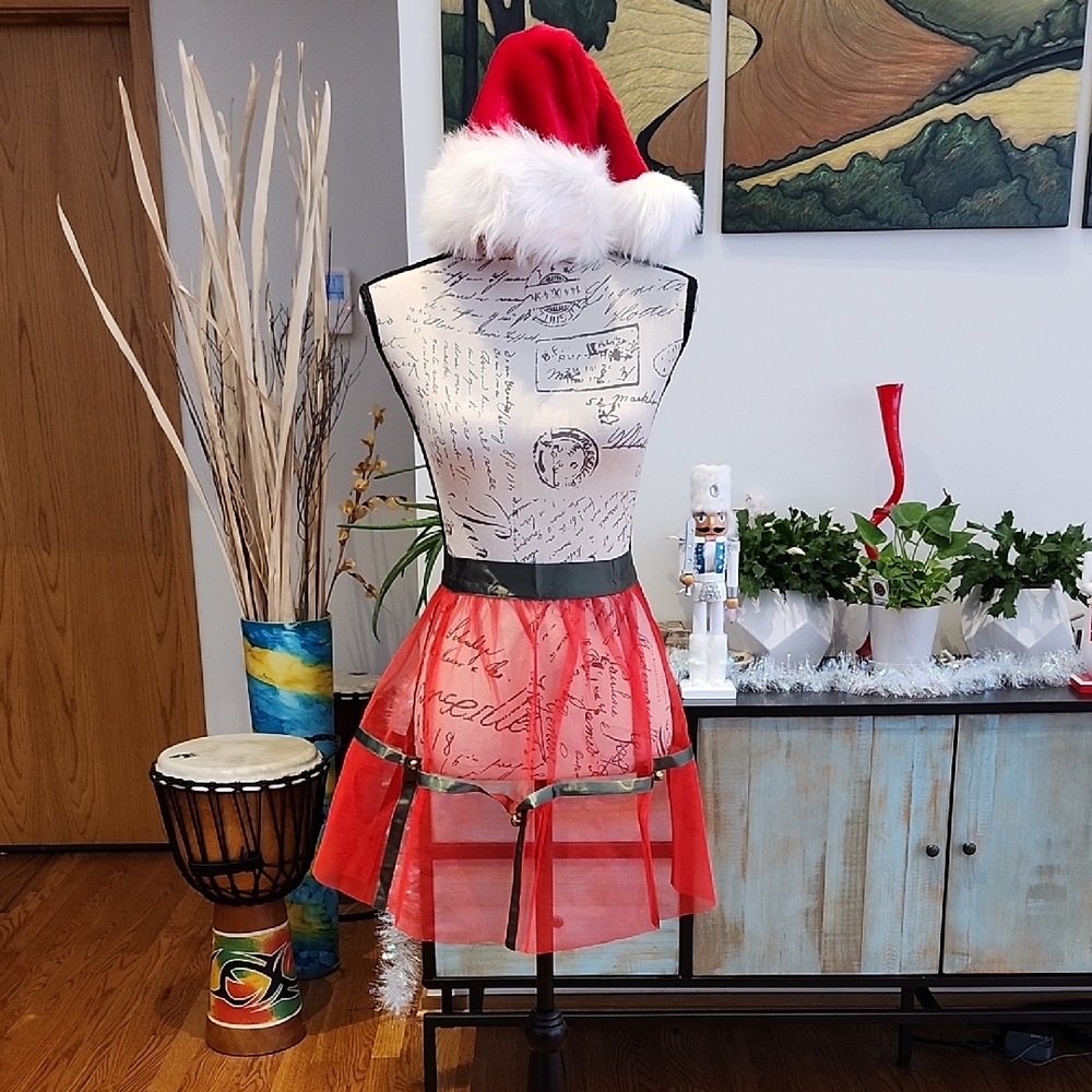 Vintage Hostess 1/2 Apron  with Jingle Bells